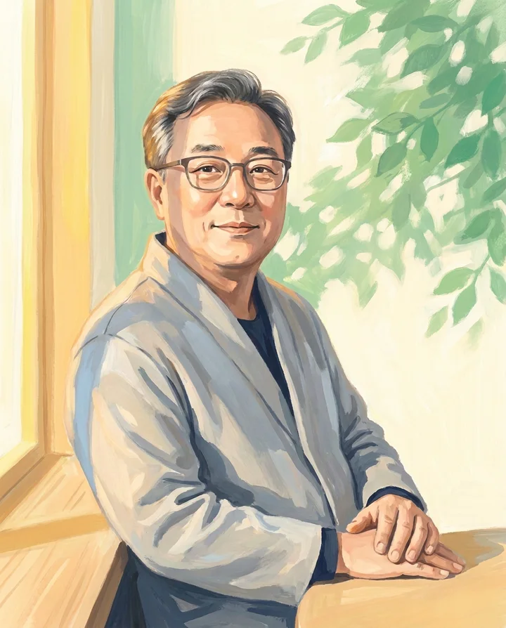 선환법사 초상 — 창가의 볕과 잎 그림자 속에 앉은 그림